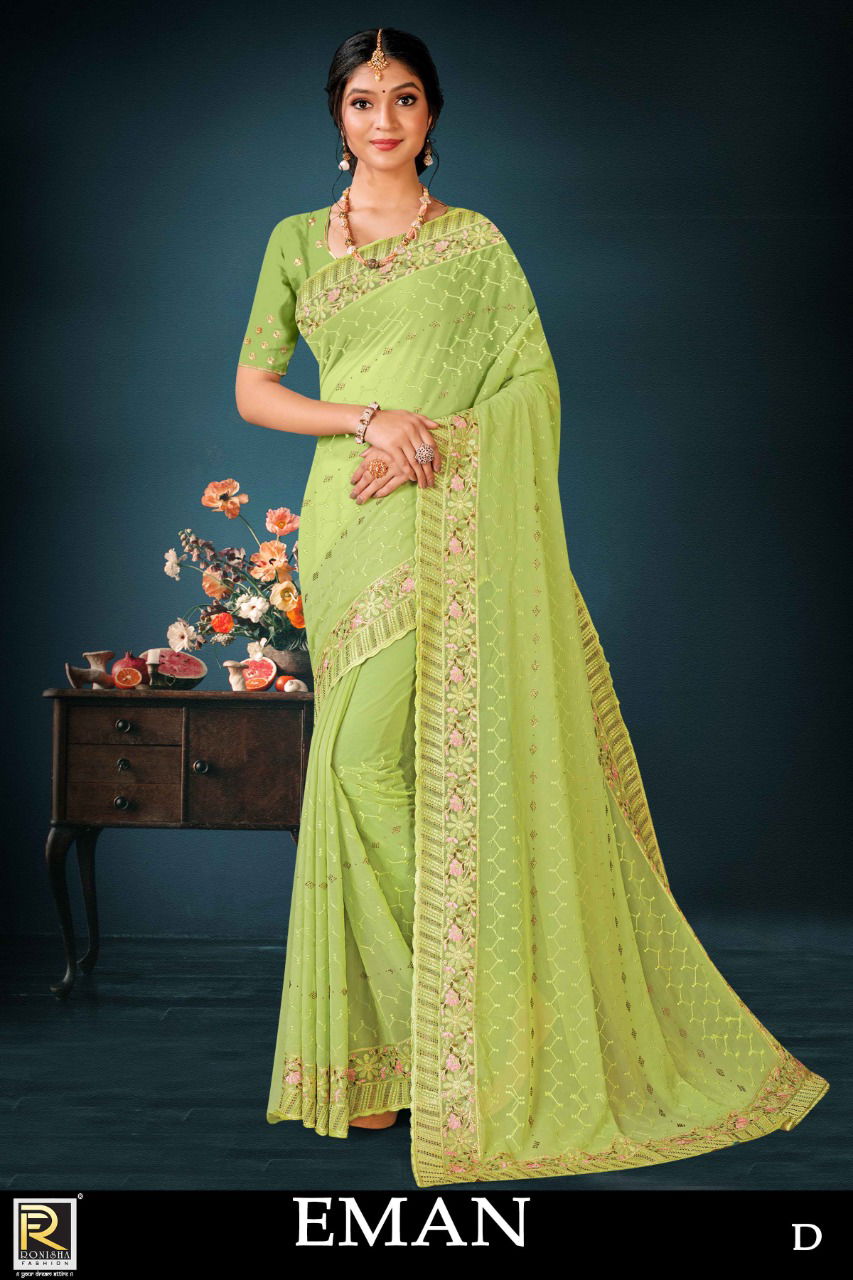 Ronisha Eman Festive Wear Wholesale Georgette Saree Catalog
